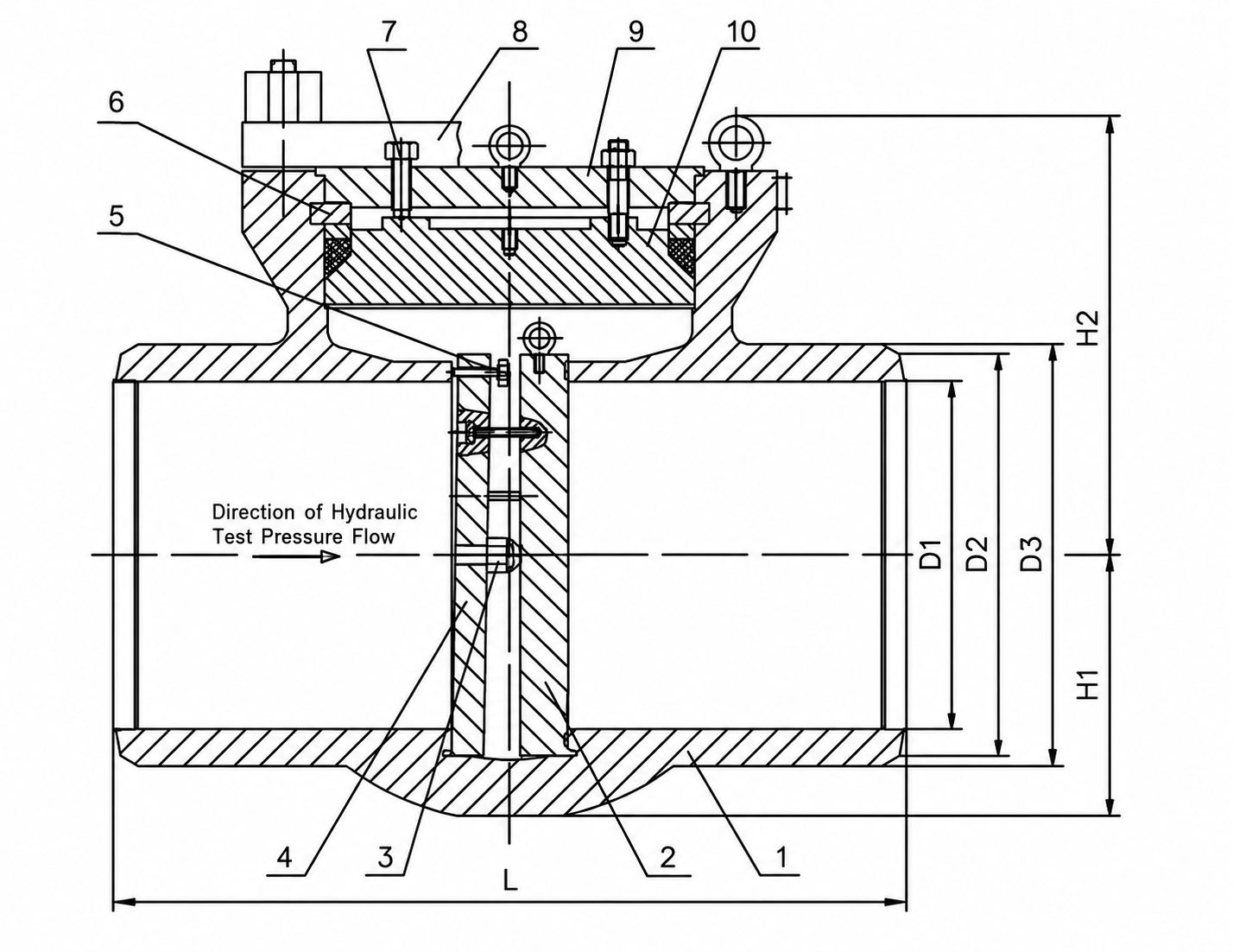 Structural design of VODEX SD61H plugging valve showing pressure self-tightening mechanism and butt-weld connection