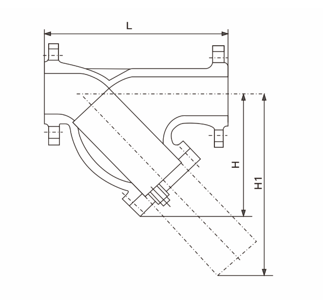 Cross-section structure drawing of VODEX GL41W Y-strainer showing stainless steel filter mesh element