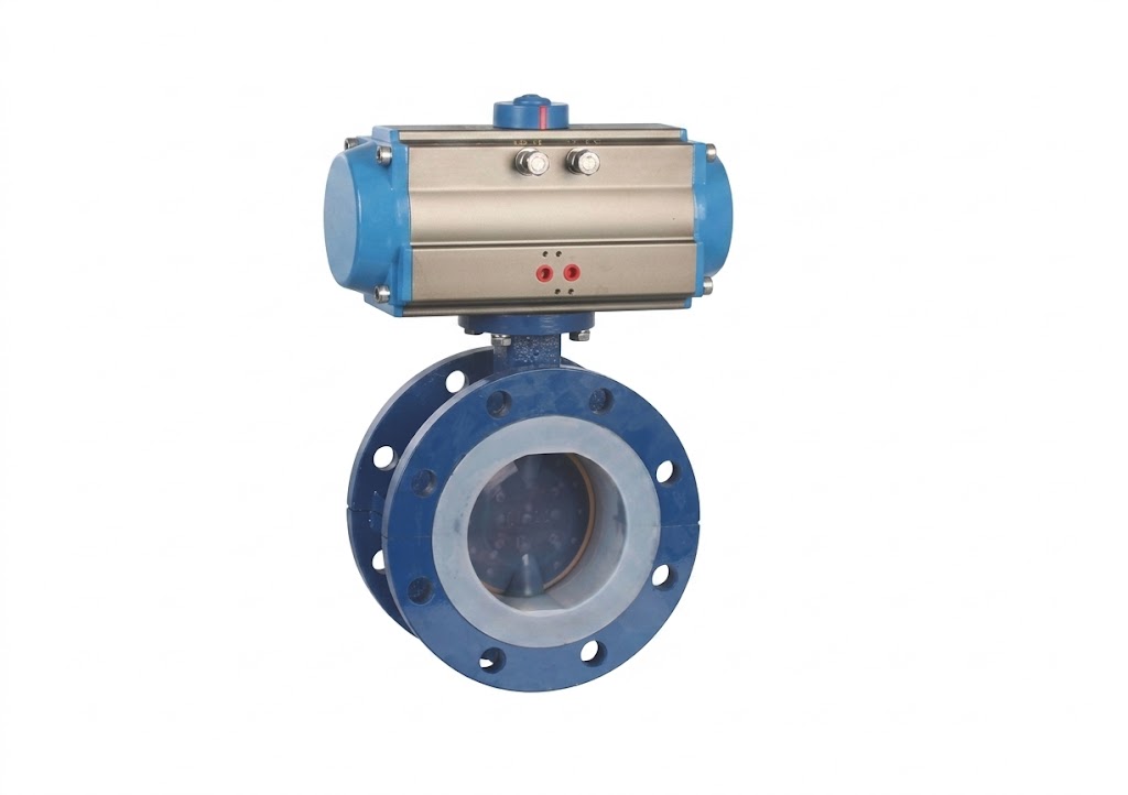 VODEX D641F Pneumatic Fluorine-Lined Flanged Butterfly Valve Main Product Photo