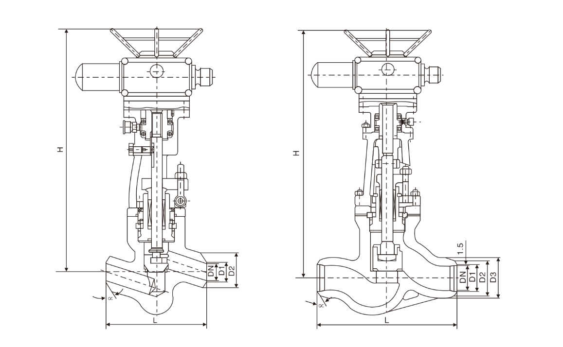 Cross section structure drawing and pressure seal bonnet construction design of VODEX welded-ends globe valve.