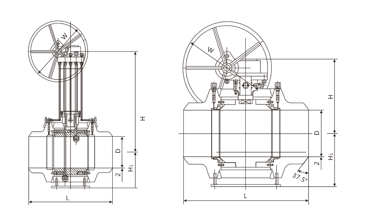Detailed engineering blueprint and technical schematic drawing of Vodex Q367F fully welded gas ball valve showing custom extension stem and integrated purge piping dimensions.