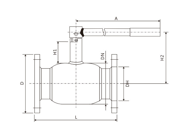 Official engineering blueprint and technical drawing of Vodex Q41F fully welded flanged ball valve with precise face to face installation dimensions.